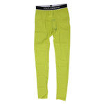Dolce & Gabbana Neon Green Nylon Logo Lace Leggings Pants Underwear with black waistband on white background.