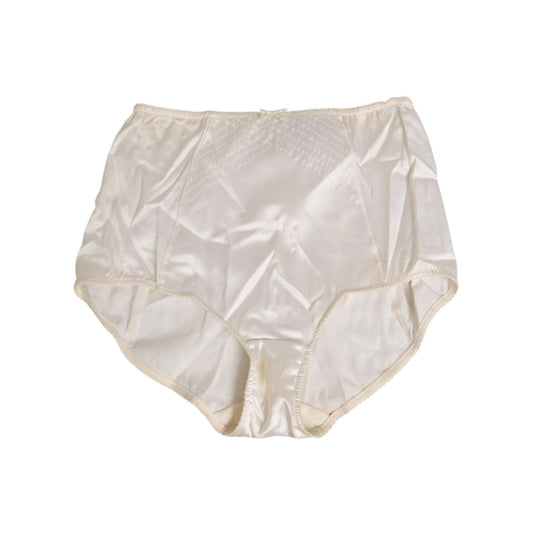 Dolce & Gabbana Off White Silk High Waist Girdle Panty Underwear with vintage-inspired style and structured fit.