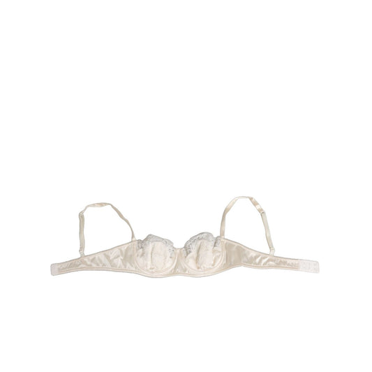 Dolce & Gabbana Off White Silk Underwired Balconette Bra Underwear, luxurious silk lingerie with elegant design, perfect for special occasions.
