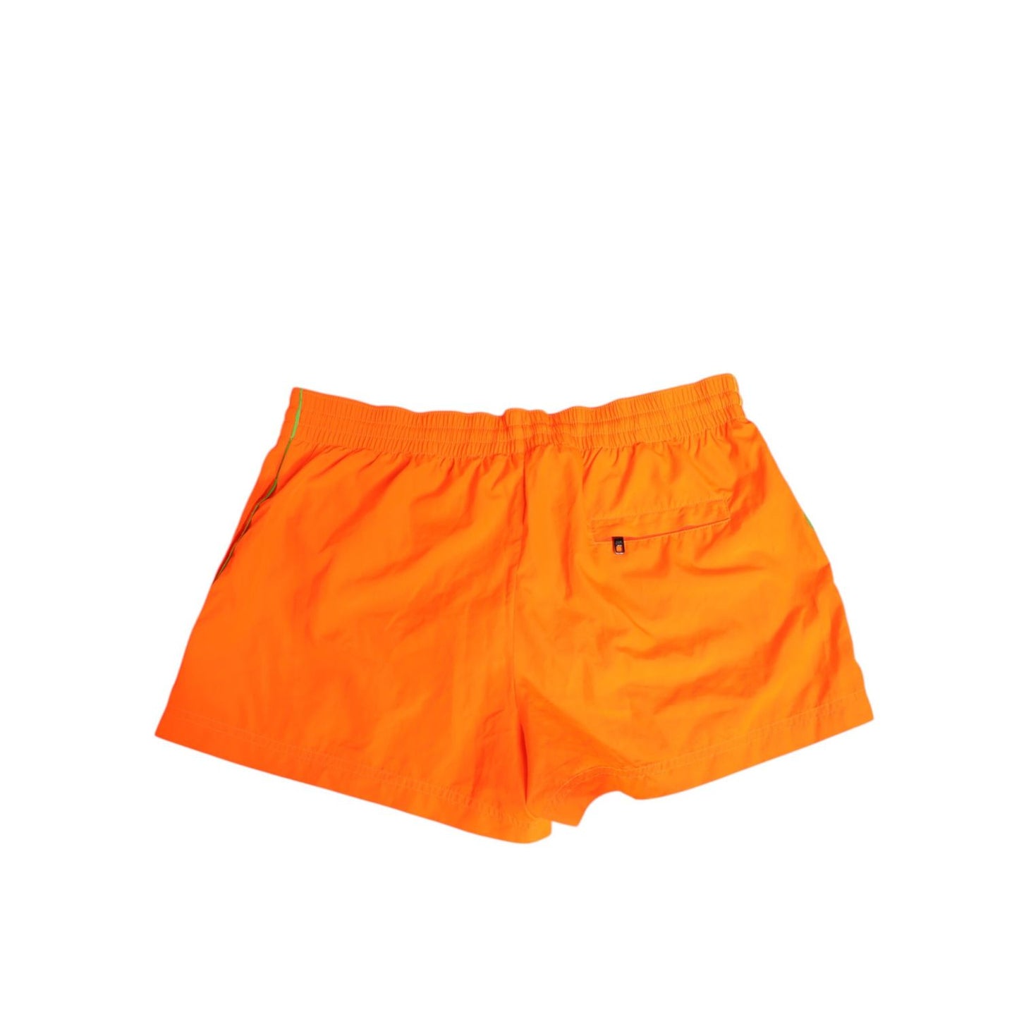 Dolce & Gabbana Orange Polyester Beachwear Men Shorts Swimwear with elastic waistband and rear zip pocket