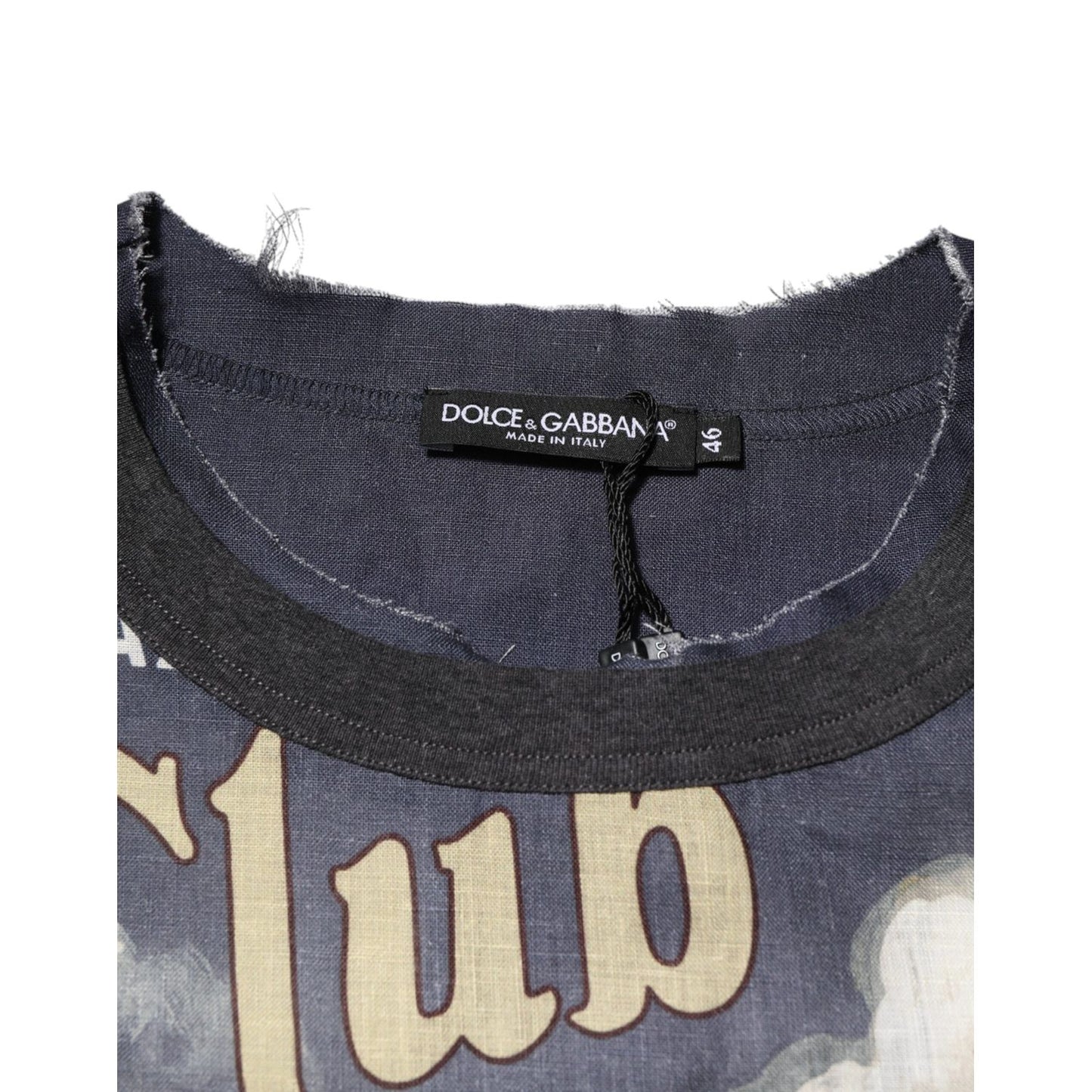 Dolce & Gabbana Palermo Jazz Club Linen Crew Neck Men T-shirt with stylish print and signature details.