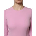 Dolce & Gabbana Pink Polyester Long Sleeves Sheath Mini Dress close-up