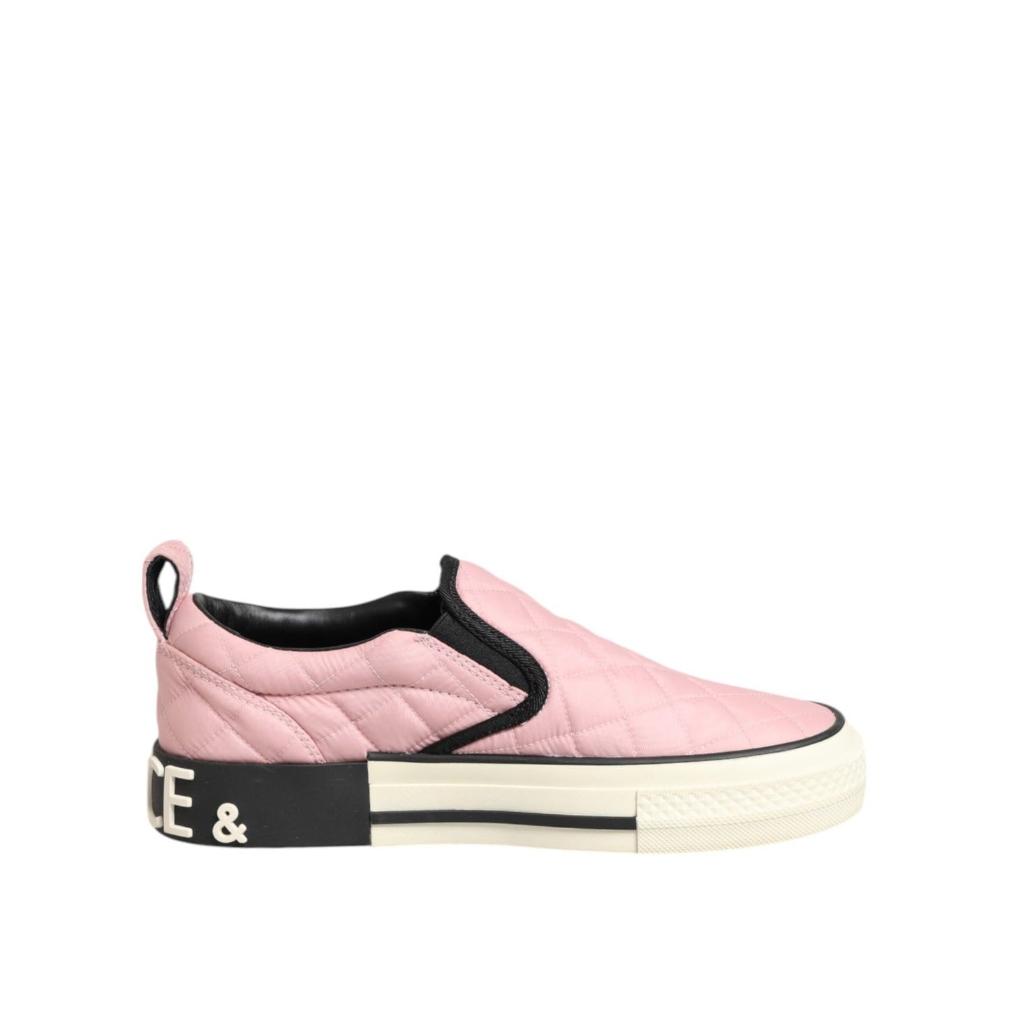 Dolce & Gabbana Pink Quilted Nylon Slip-On Sneaker Shoes