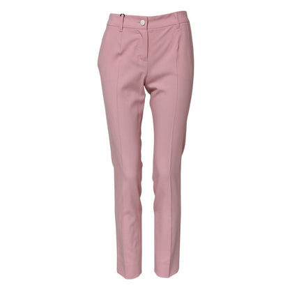Dolce & Gabbana Pink Wool High Waist Tapered Pants