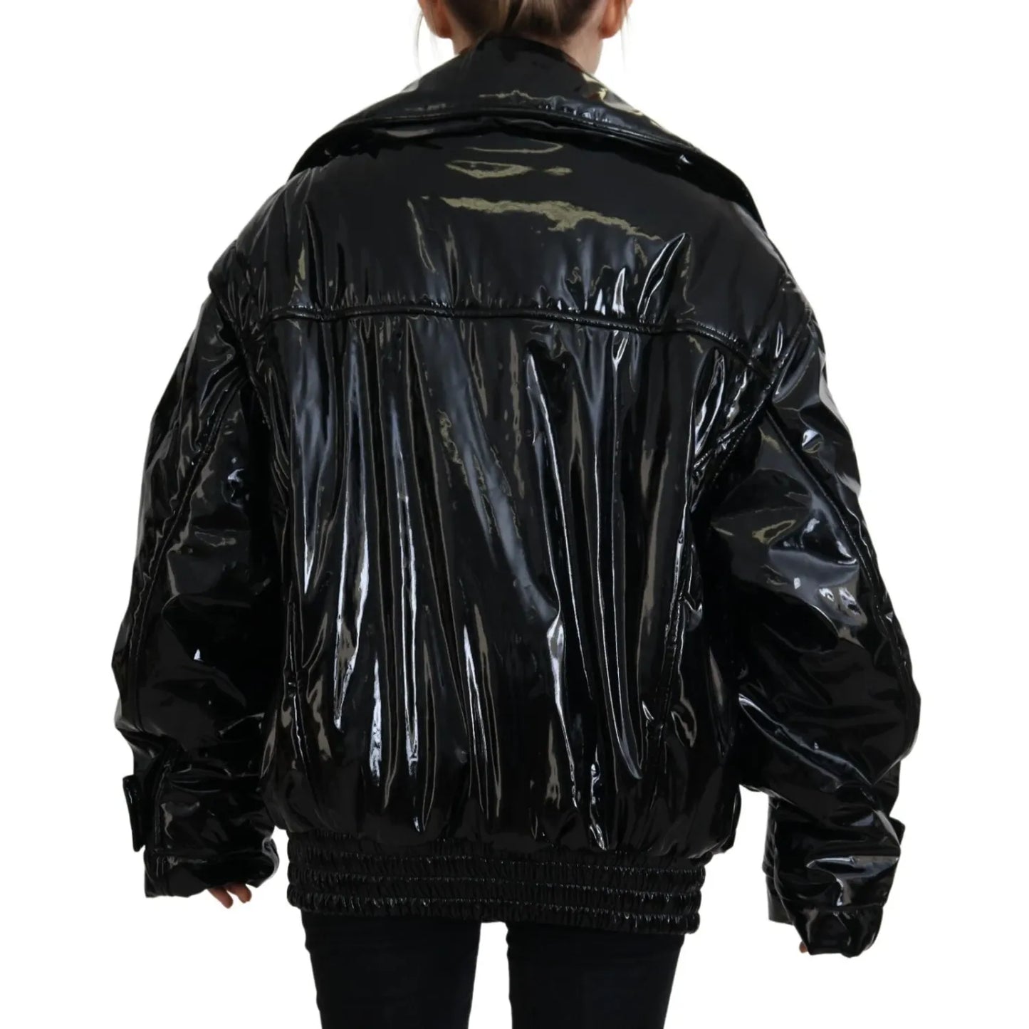 Dolce & Gabbana Polyester Black Shiny Blazer Women Jacket