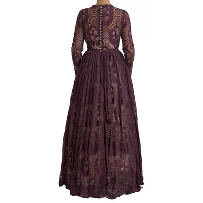 Dolce & Gabbana Purple Viscose Crystal A-Line Gown Dress