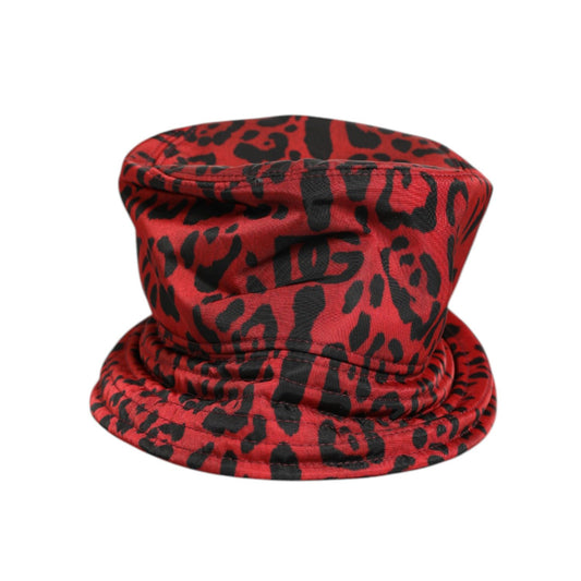 Dolce & Gabbana Red Black Nylon Leopard Print Bucket Men Cap Hat Dolce & Gabbana