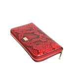 Dolce & Gabbana Red Exotic Leather Zip Around Continental Clutch Wallet made from python textured leather.
