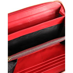 Interior view of Dolce & Gabbana Red Exotic Leather Zip Around Continental Clutch Wallet showcasing card slots and compartments.