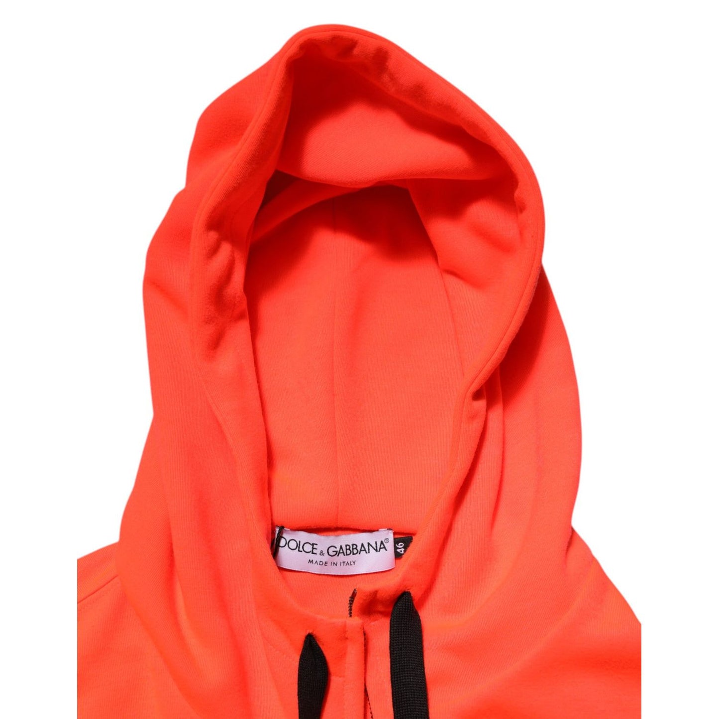 Dolce & Gabbana Red Fluorescent Polyester Logo Patch Hoodie Sweater