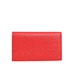 Dolce & Gabbana Red Leather Silver Metal Logo Plaque Trifold Key Holder, luxurious design with logo-engraved hardware.