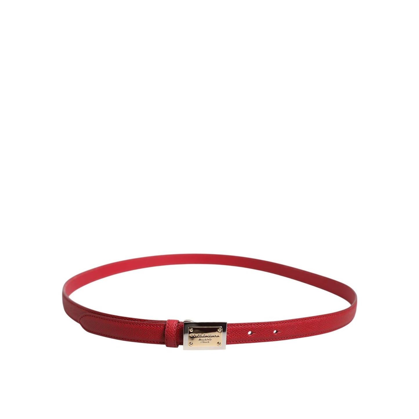 Dolce & Gabbana Red Leather Square Metal Buckle Cintura Belt