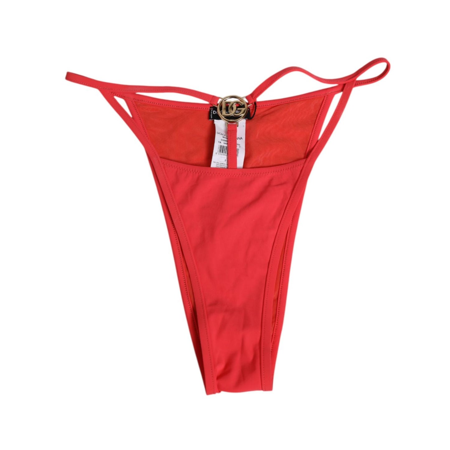 Dolce & Gabbana Red Nylon Stretch Tanga Brief Panty Underwear with bold design and luxurious Italian style.