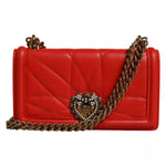Dolce & Gabbana Red Quilted Devotion Crossbody 11 PRO Phone case bag with gold chain and heart logo.