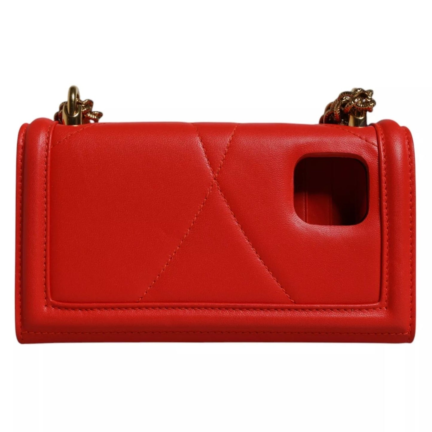 Dolce & Gabbana Red Quilted Devotion Crossbody 11 PRO Phone case bag made of lamb leather with gold-tone hardware