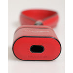 Dolce & Gabbana Red White Calfskin Leather Logo Flip Holder Airpods Case with sleek design, made in Italy, crafted from premium leather.
