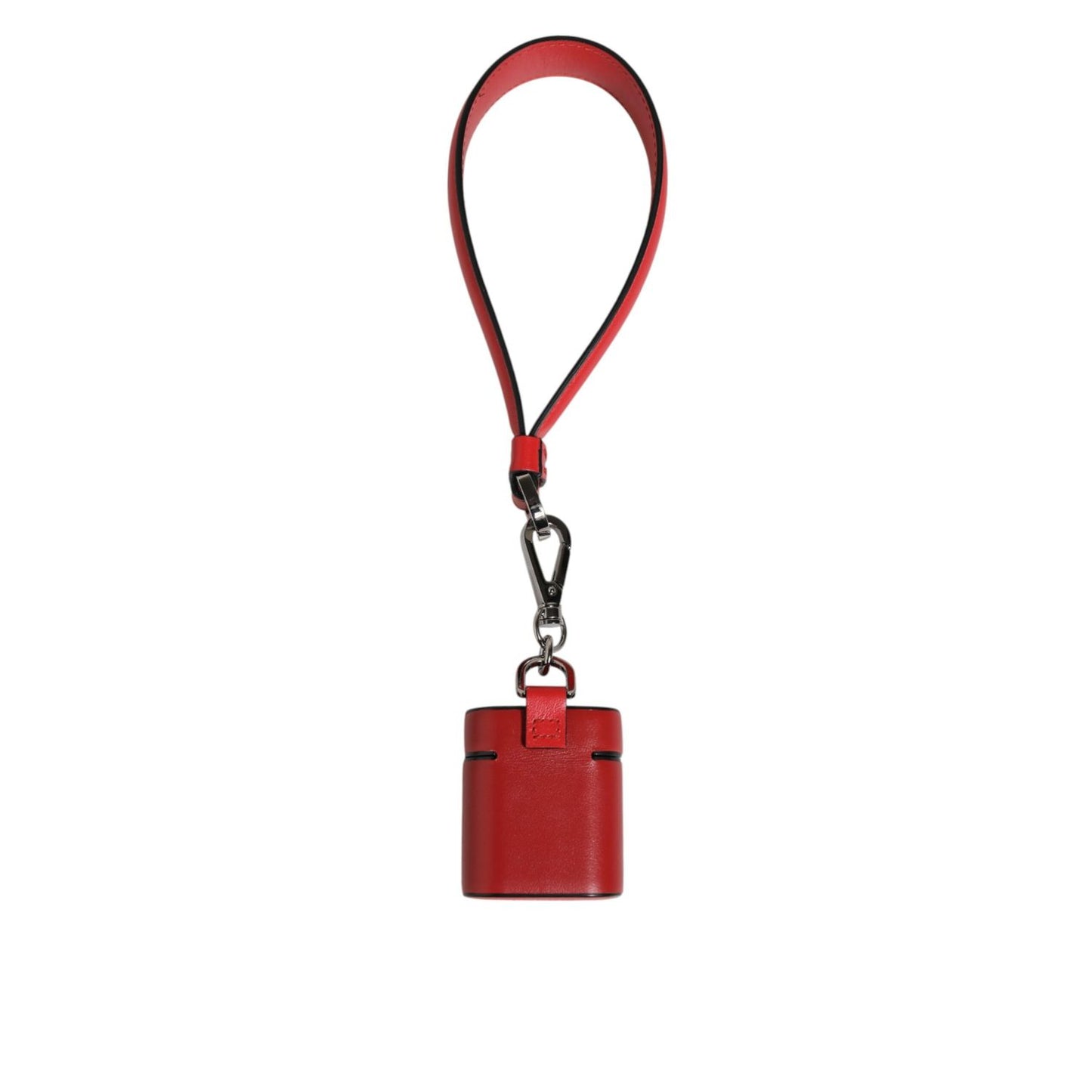 Dolce & Gabbana Red White Calfskin Leather Logo Flip Holder Airpods Case with sleek flip-top and branded logo, premium accessory.