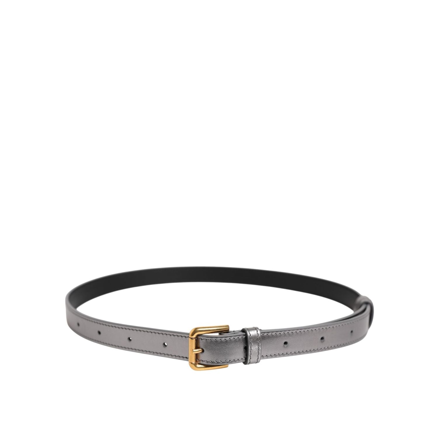 Dolce & Gabbana Silver Logo Engraved Metal Waist Buckle Belt