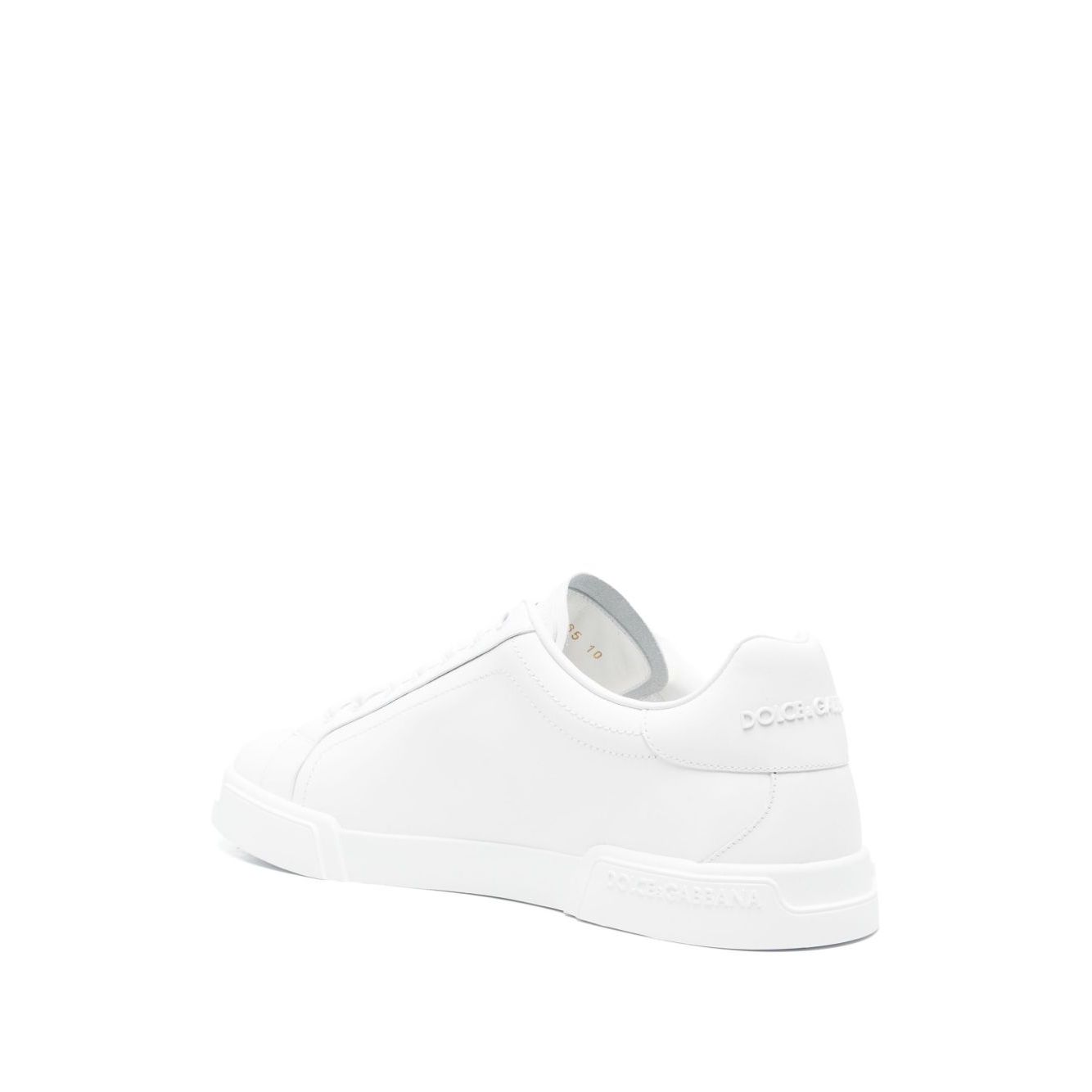 Dolce & Gabbana Sneakers White with lace-up front, rubber sole, logo patch, and branded heel counter.