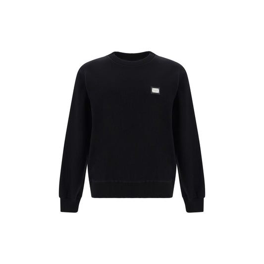 Dolce & Gabbana Sweatshirt AW25, 100% Cotton, Monochrome, Ribbed Crew Neck, Cuffs, Hem, D&G Monogram, Made in Italy.