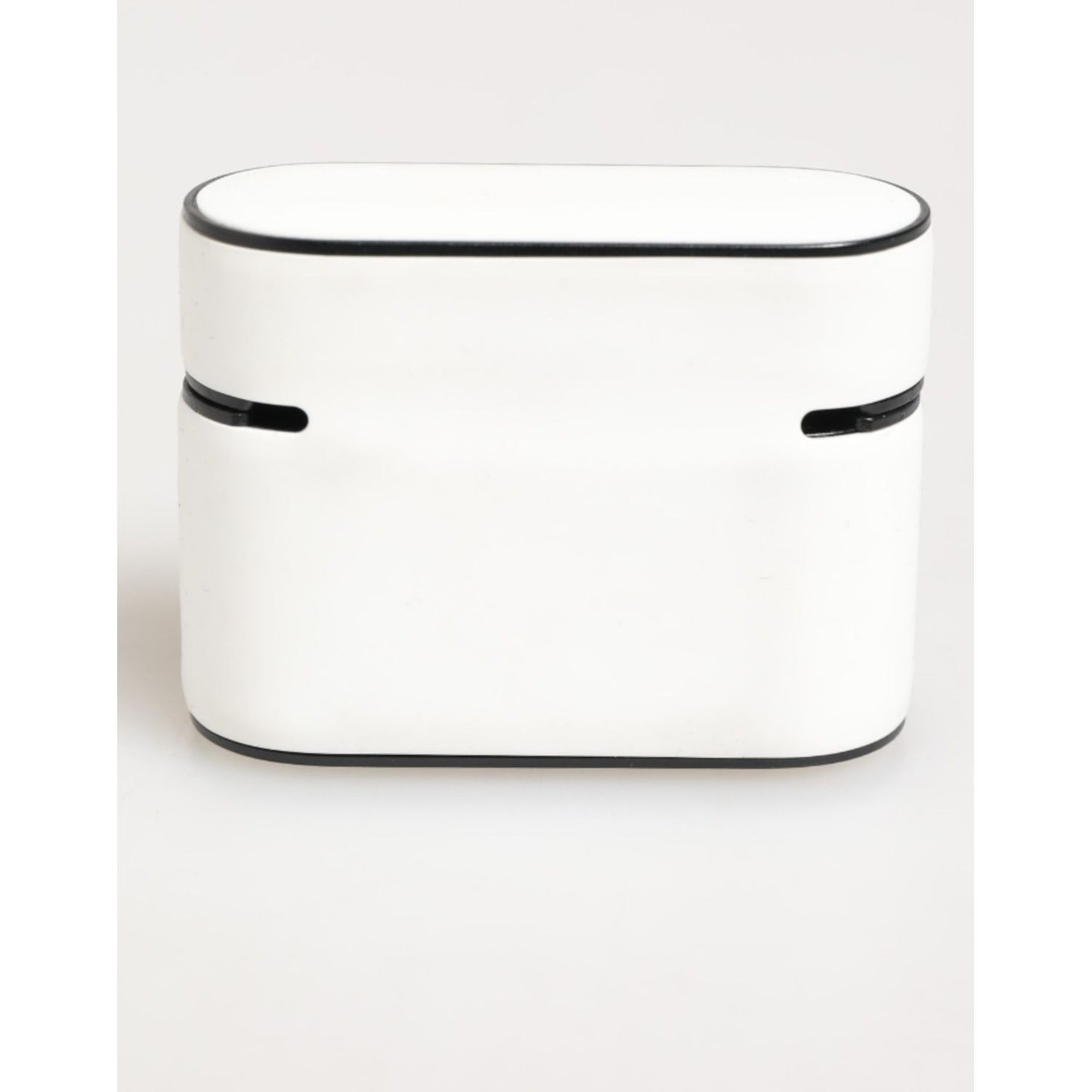 Dolce & Gabbana White Black Rubber Logo Embossed Accessory Airpods Case in durable rubber with embossed DG logo, stylish protection.