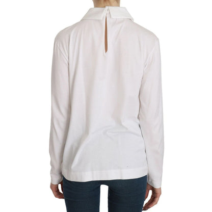 Dolce & Gabbana White Cotton Longsleeve Collared Blouse