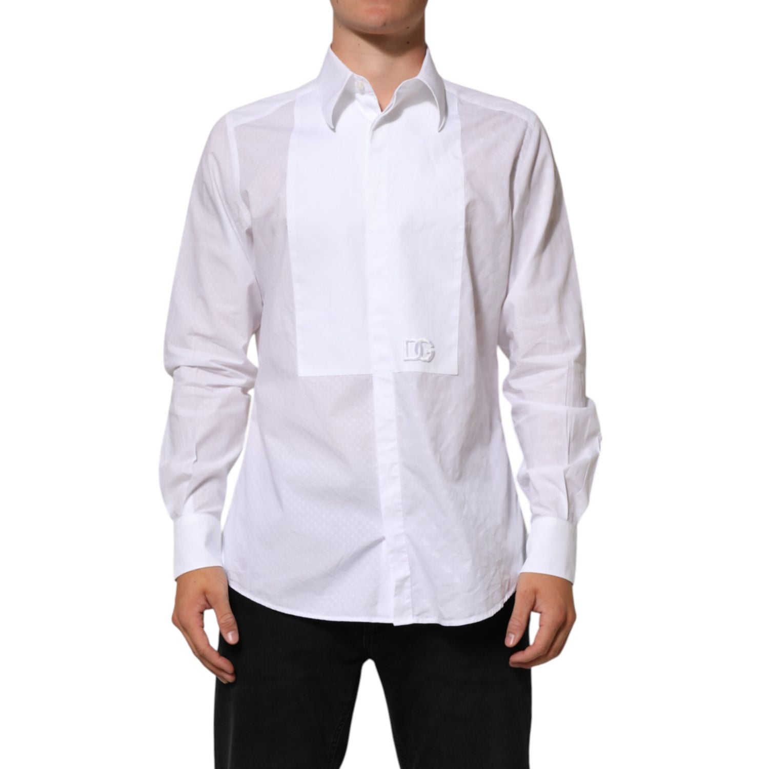 Dolce & Gabbana White Cotton MARTINI Bib Formal Dress Shirt