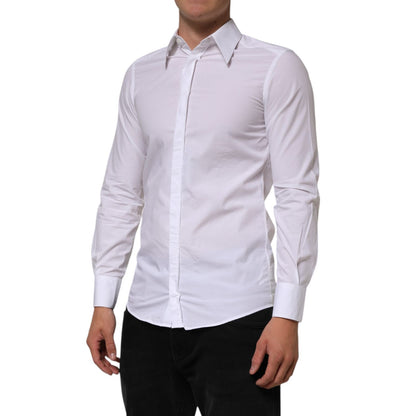 Dolce & Gabbana White Cotton MARTINI Long Sleeve Dress Shirt