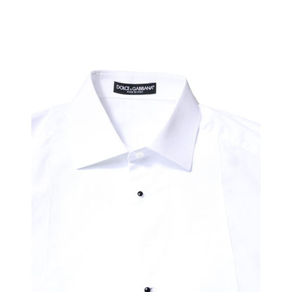 Dolce & Gabbana White Cotton Poplin Bib Formal Dress Shirt