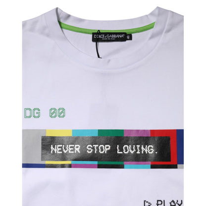 Dolce & Gabbana White Cotton Printed Short Sleeves T-shirt Dolce & Gabbana