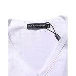 Dolce & Gabbana White Cotton V-Neck Short Sleeves T-shirt with label view