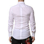Back view of Dolce & Gabbana White GOLD Crown Bee Men Dress Formal Shirt, slim fit, long sleeves, 100% cotton, button closure, made in Italy.