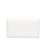 Dolce & Gabbana White Leather Card Case Holder Wallet Gold Logo Plate Key Holder with textured finish. Stylish and functional design.