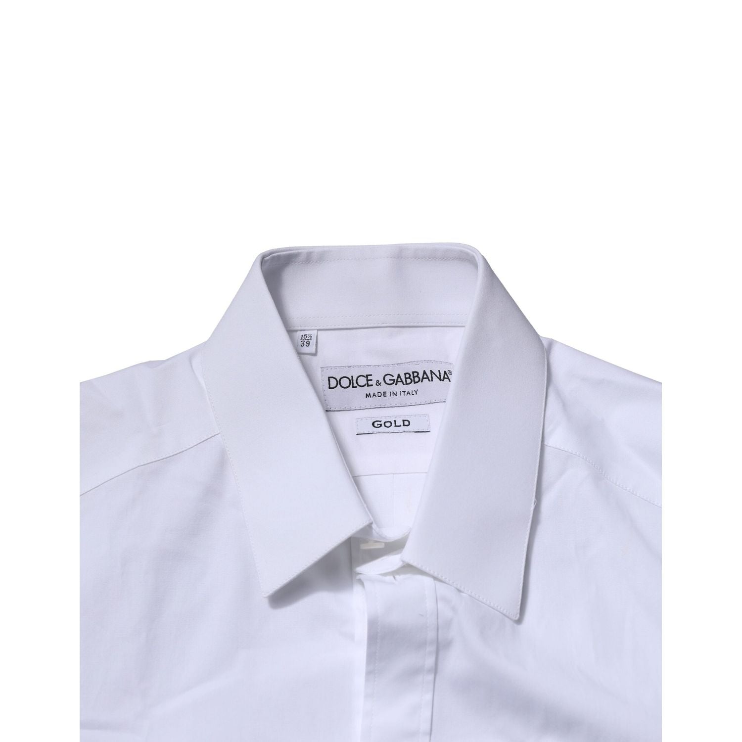 Dolce & Gabbana White Long Sleeves Dress GOLD Formal Shirt
