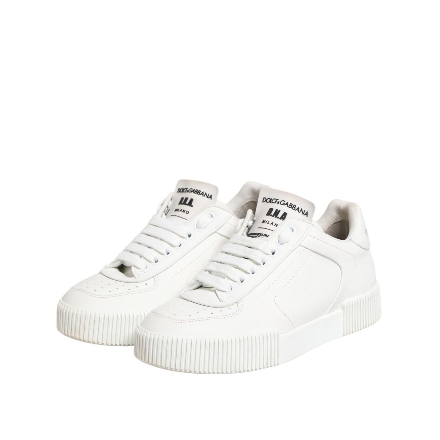 Dolce & Gabbana White Miami Leather Low Top Sneakers Shoes with minimalist design and durable rubber sole