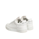 Dolce & Gabbana White Miami Leather Low Top Sneakers Shoes with subtle branding and minimalist design.