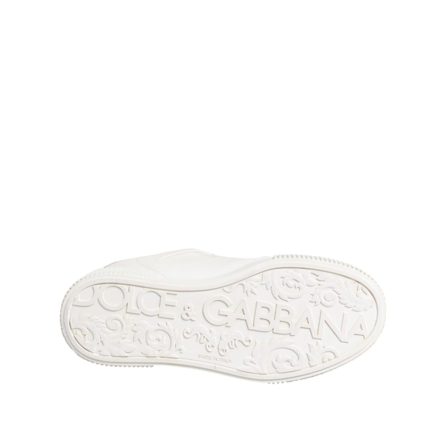 Dolce & Gabbana White Miami Leather Low Top Sneakers Shoes sole view