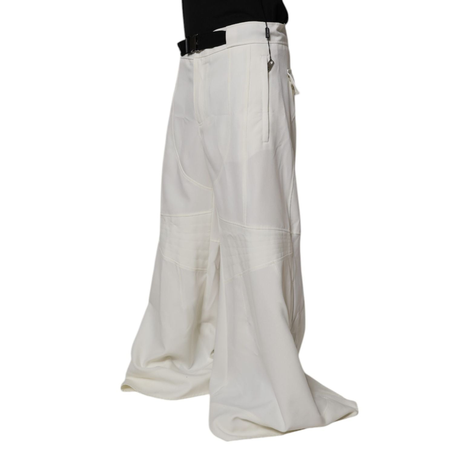Dolce & Gabbana White Mid Waist Wide Leg Pants