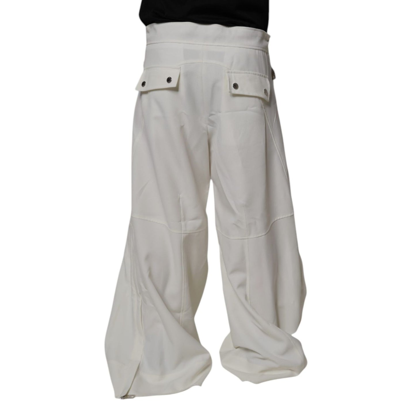 Dolce & Gabbana White Mid Waist Wide Leg Pants