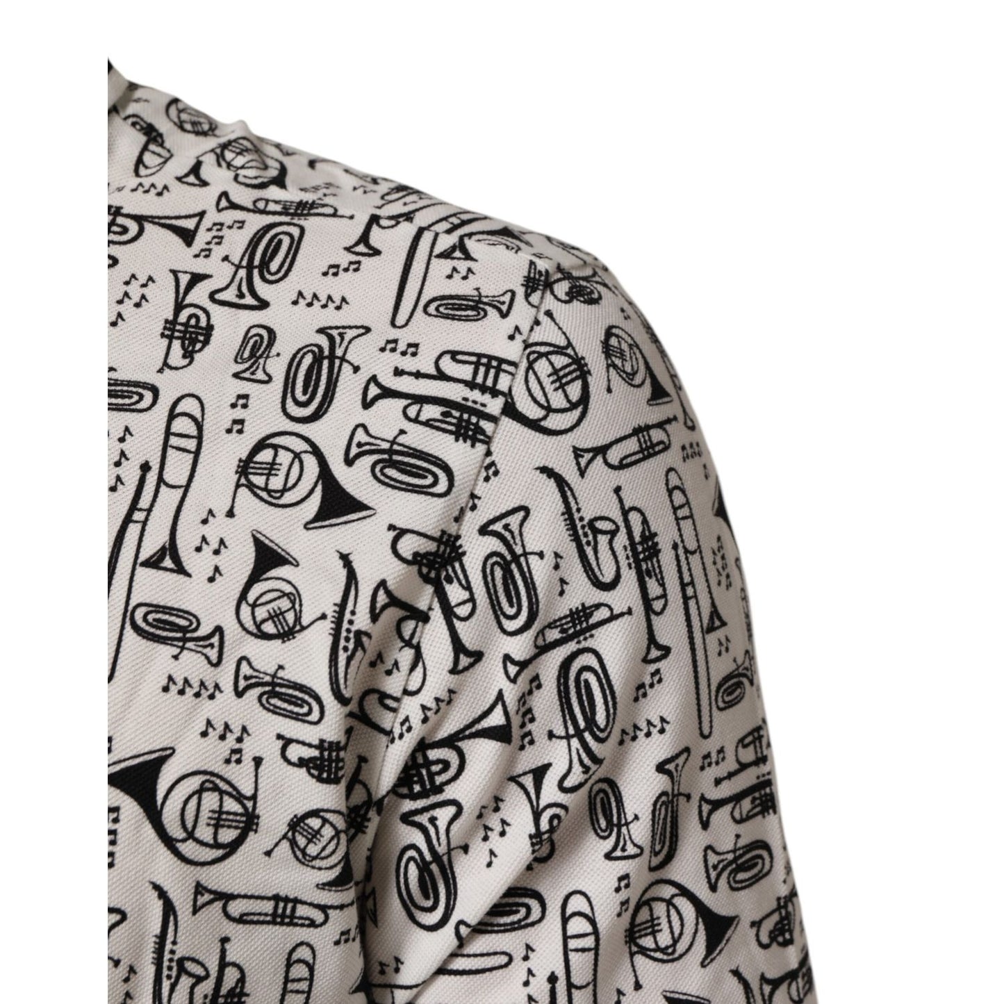 Dolce & Gabbana White Musical Print Collared Polo T-shirt