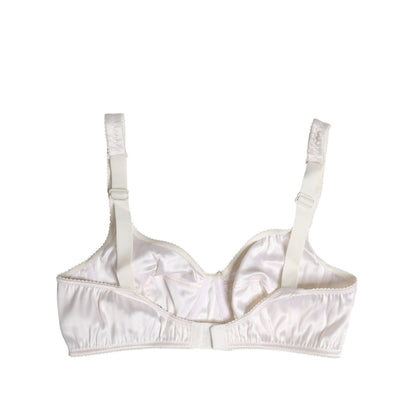 Dolce & Gabbana White Silk Balconette Non Wire Bra Underwear
