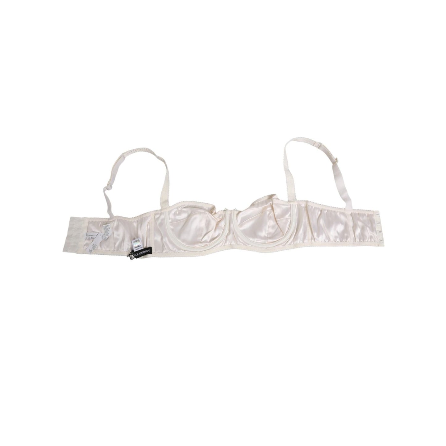 Dolce & Gabbana White Silk Satin Balconnet Lingerie Bra Underwear