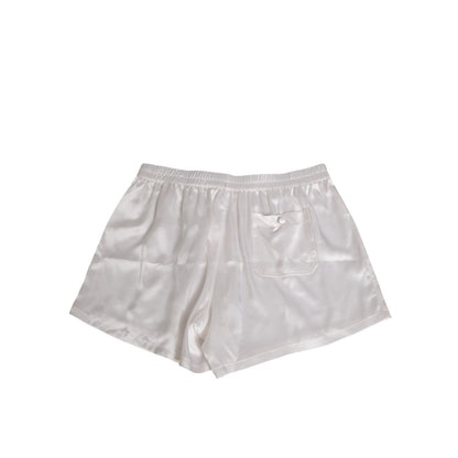 Dolce & Gabbana White Silk Satin Elastic Men Boxer Short Swimwear