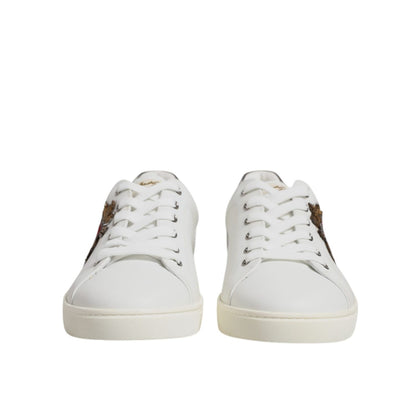 Dolce & Gabbana White Silver Sacred Heart Men Sneakers Shoes