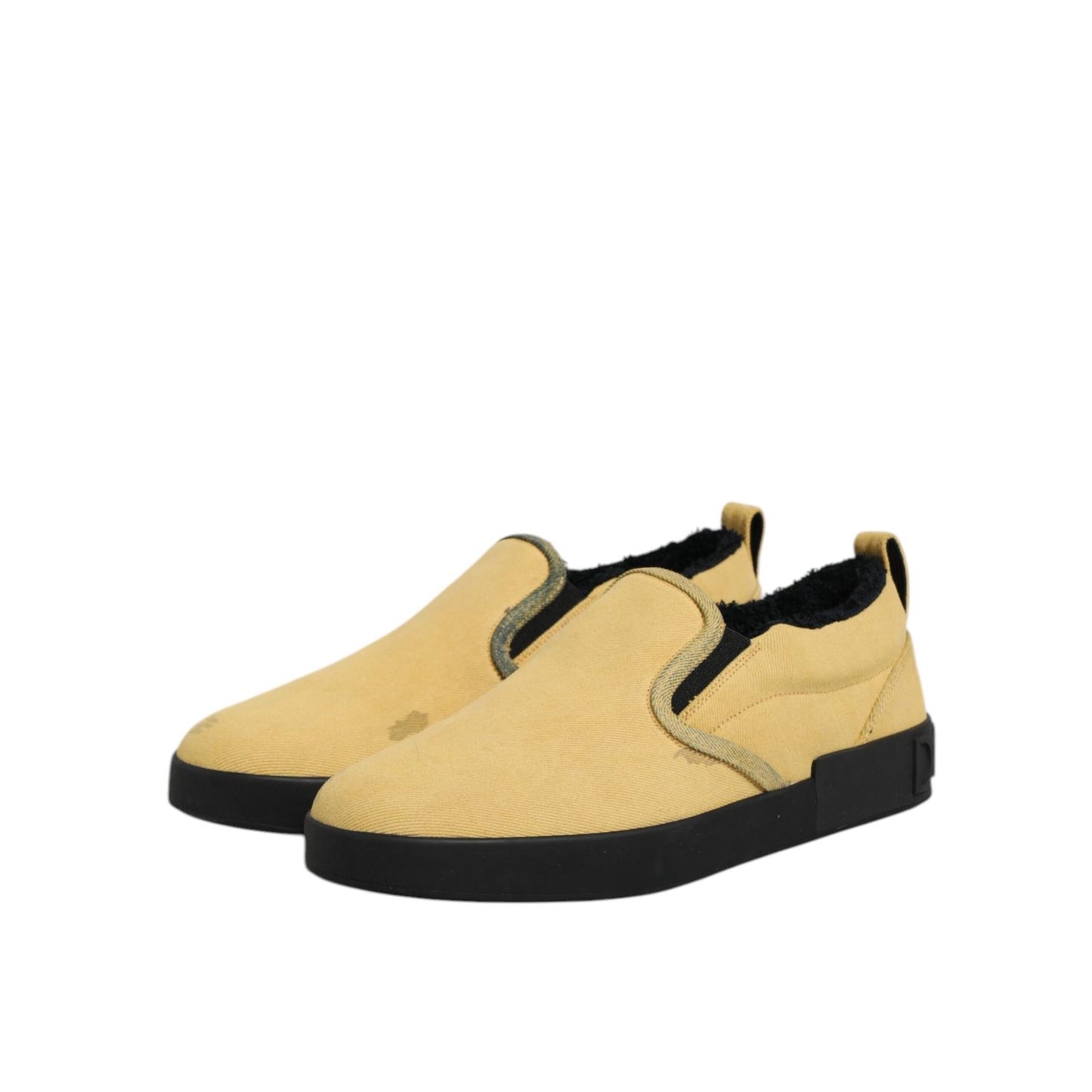 Dolce & Gabbana Yellow Cotton Low Top Slip On Sneakers Shoes with breathable fabric and sleek design, perfect for casual wear.