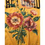 Dolce & Gabbana Yellow Secret Graden Floral Cotton CrewNeck T-shirt with vibrant floral design print.