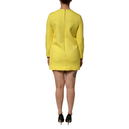 Dolce & Gabbana Yellow Viscose Acetate Mini Long Sleeve Dress