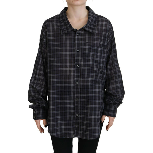 Dsquared² Black Checkered Collared Button Long Sleeves Shirt 1728,67345645728,Black,Clothing,Dsquared²,IT38 | XS,Material: 100% Cotton,Pattern - Shirts - Clothing,Preowned / Defect,Shirts - Clothing,Tops & T-Shirts - Women - Clothing,Women