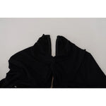 Dsquared² Black Viscose Long Sleeves Cut Out Mini Dress top view with unique design details.