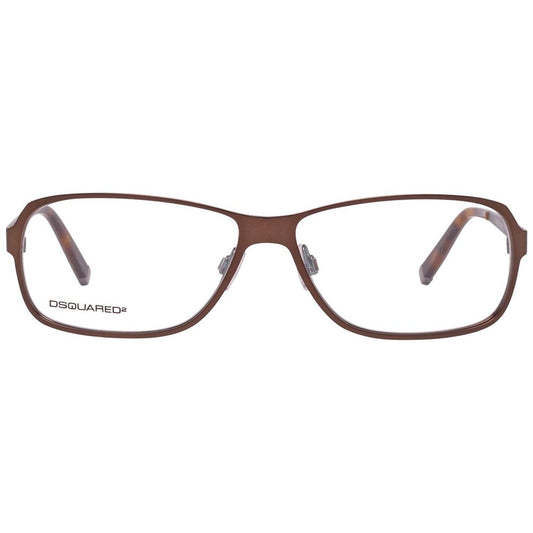 Front view of Dsquared² Brown Metal Frames with rectangular lenses, model DQ5057-049-56, featuring 56mm lens width and 13mm bridge.